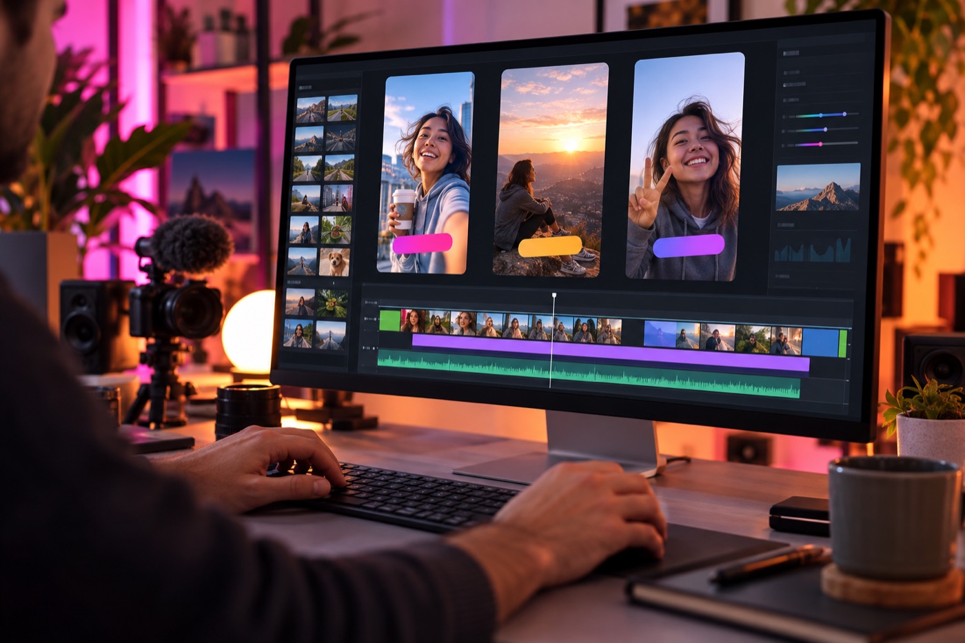 Creator testing three short vertical video edits before subscribing